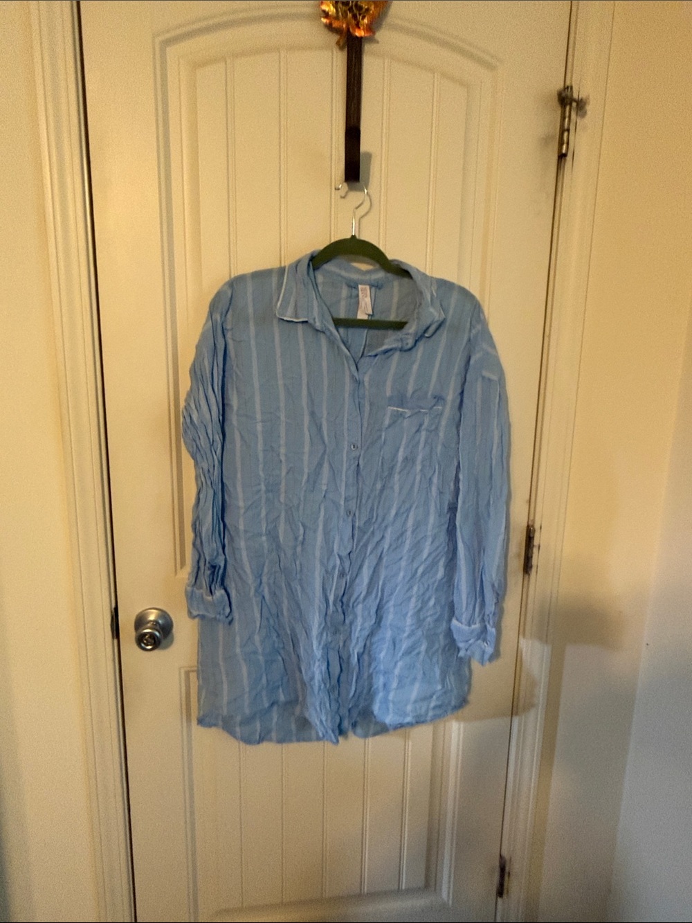 Stars Above Women’s Blue Striped Button-Down Sleep Shirt